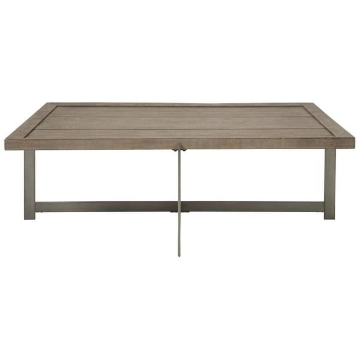 Plank Top Coffee Table, Metal Base