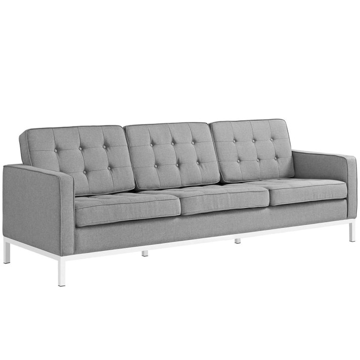 Loft Upholstered Fabric Sofa, Light Gray