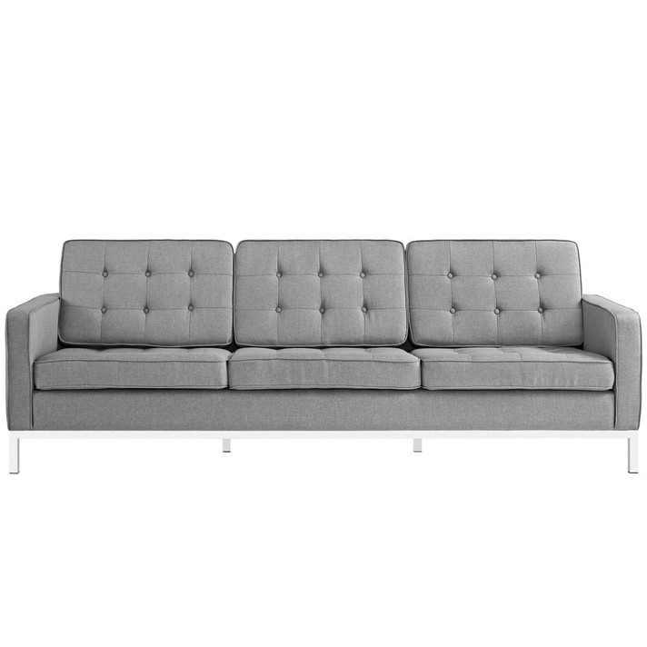 Loft Upholstered Fabric Sofa, Light Gray