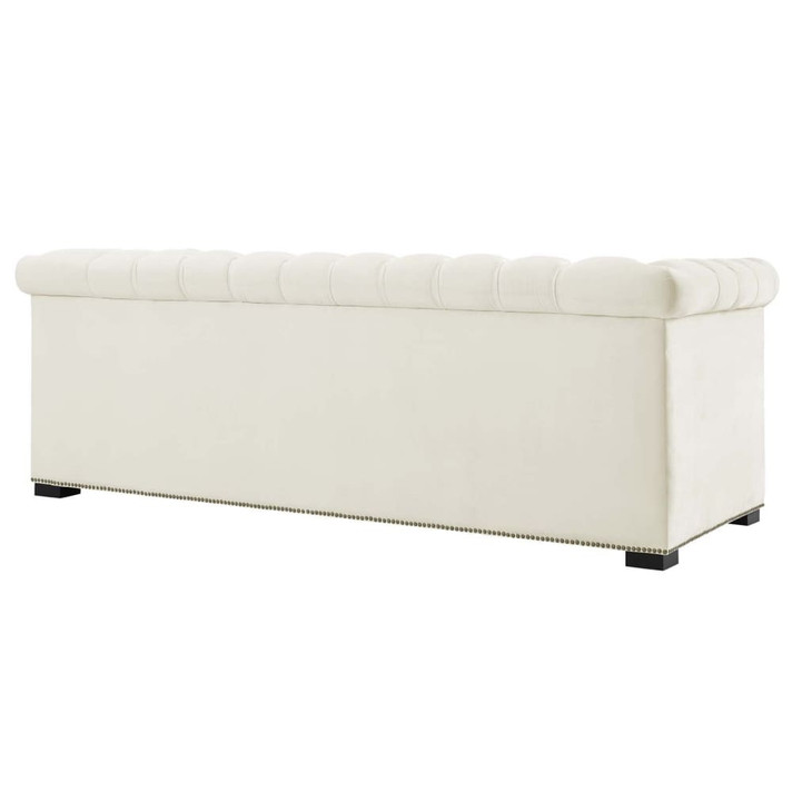 Heritage Upholstered Velvet Sofa, Ivory