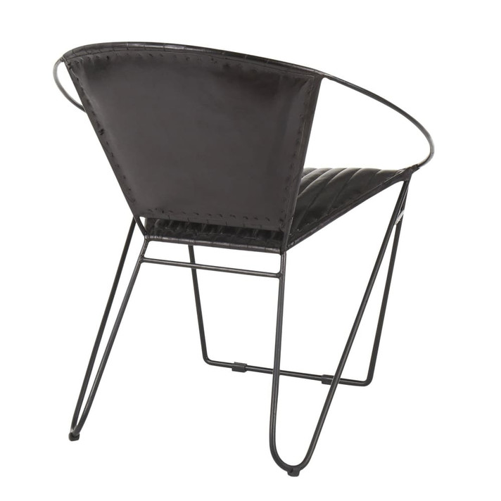 Saturn Chair Black Leather, Black Metal