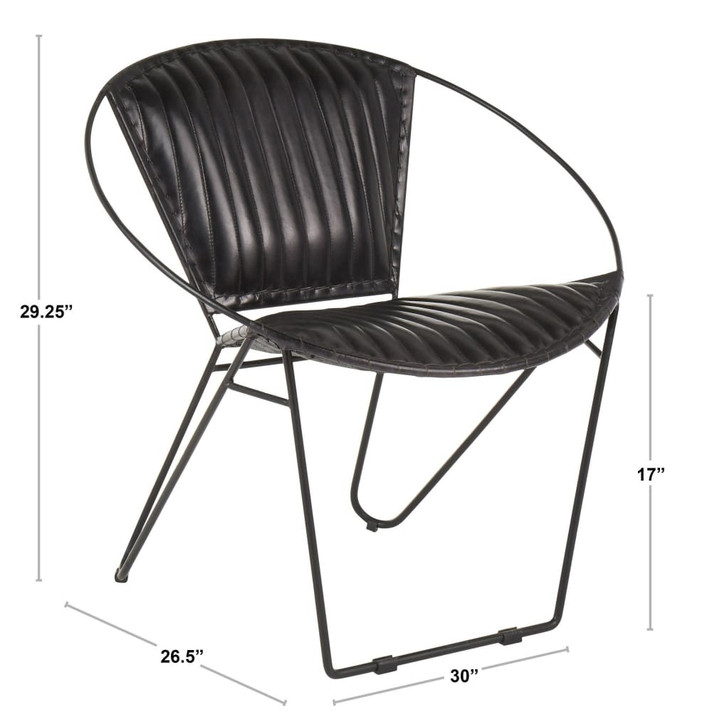 Saturn Chair Black Leather, Black Metal