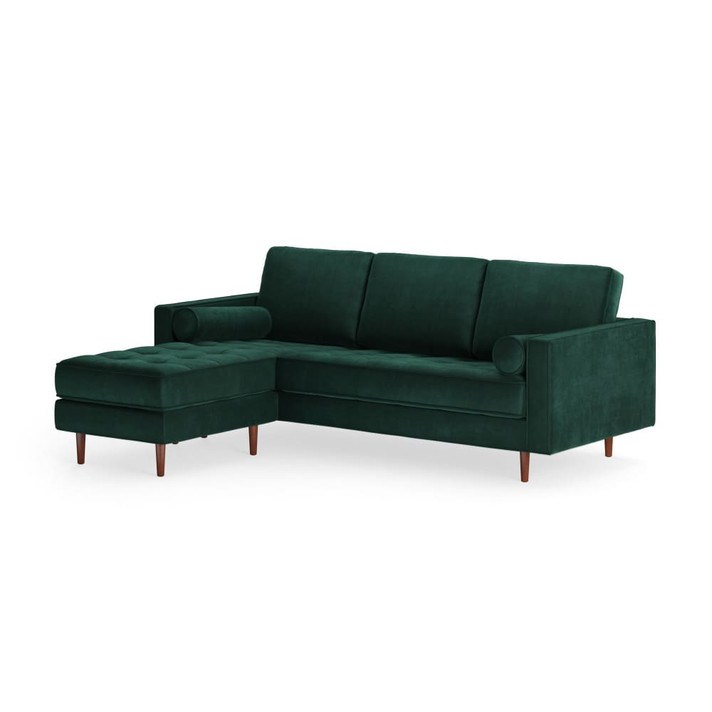 Bloomingdale Reversible Velvet Sectional, Emerald Green