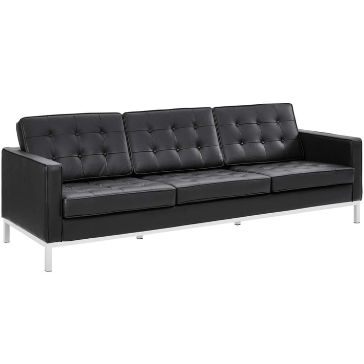 Loft Leather Sofa, Black Loft Leather Sofa, Black