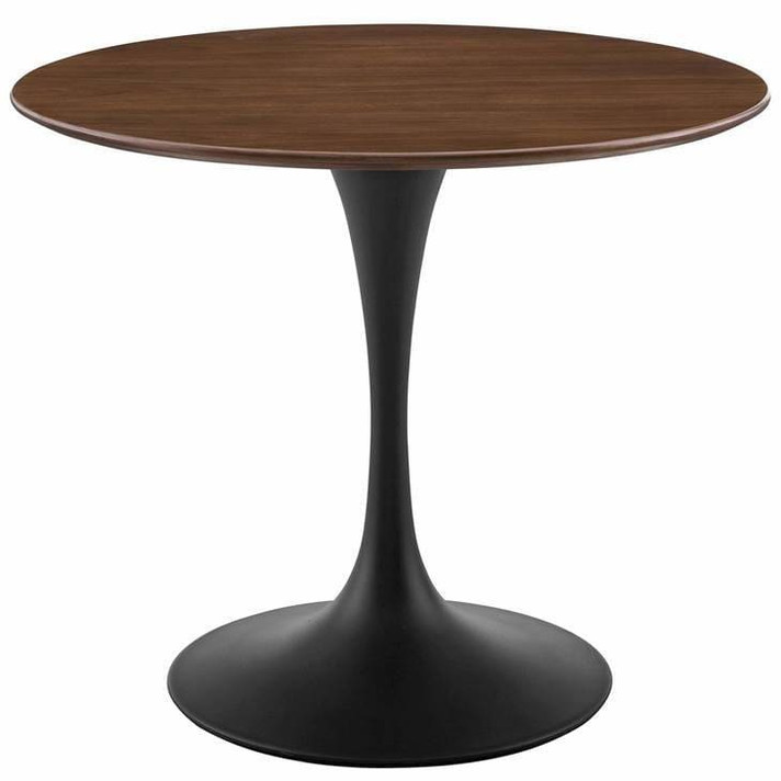 Pedestal Design 36” Round Walnut Dining Table, Black