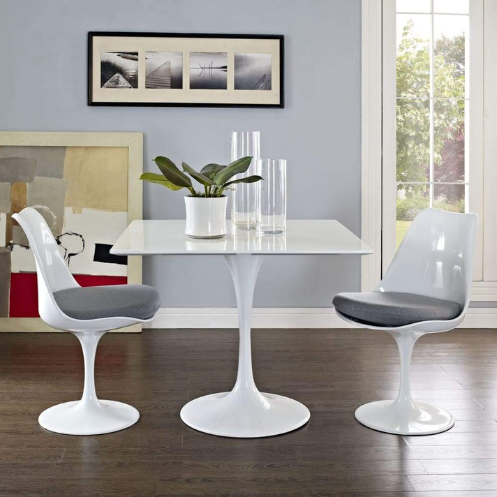 Pedestal Design 36" Square Wood Top Dining Table