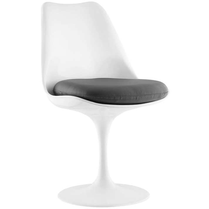 Pedestal Design Dining Vinyl Side Chair, Gray