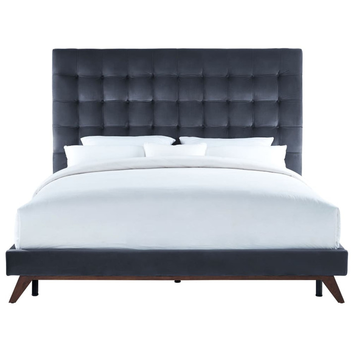 Eden Grey Velvet Bed in King Size