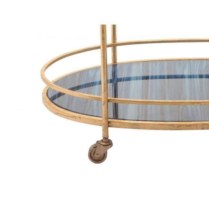 Zaphire Bar Cart Blue & Antique Gold