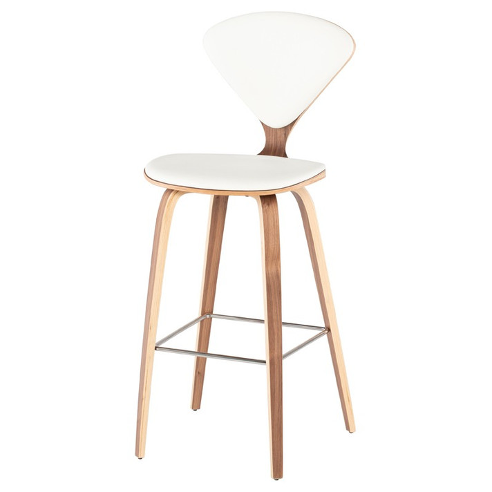 Cherner Premium Bar Stool in White Leather