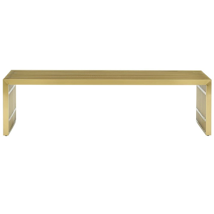 Gridiron Large Stainless Steel Bench, Gold