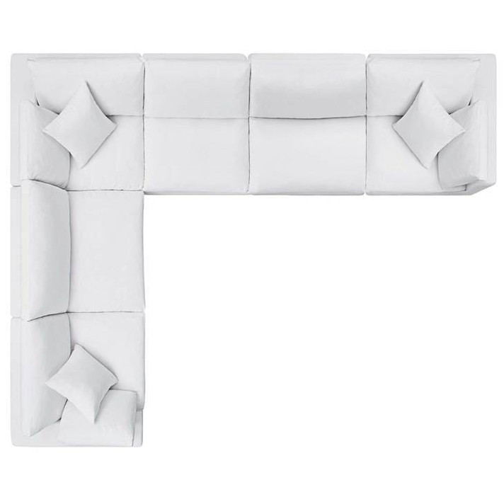 Crux Down Filled Overstuffed 6 Piece Arm Sectional Sofa, White