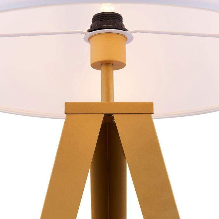 Roma Matte Gold Tripod Floor Lamp, White Shade