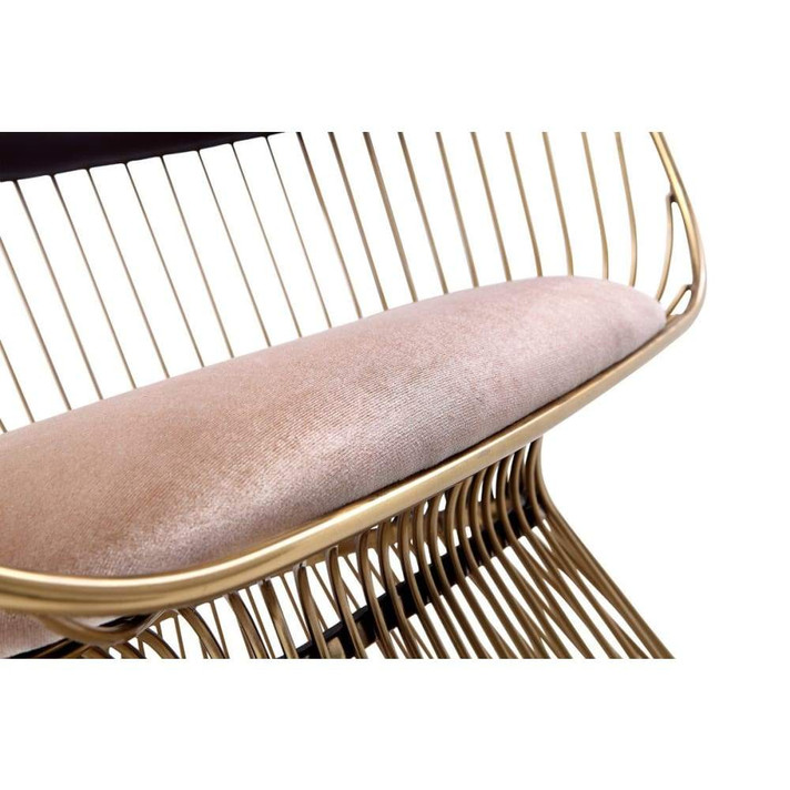 Platner Dining Chair Gold, Brown Back, Cream Seat