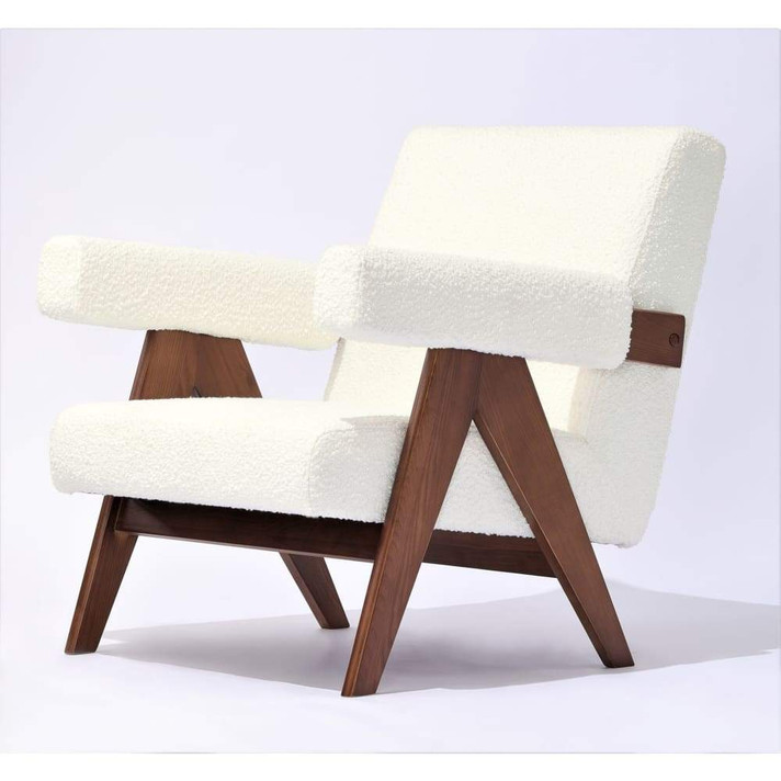 Pierre J. Lounge Chair, White Boucle