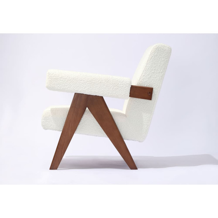 Pierre J. Lounge Chair, White Boucle