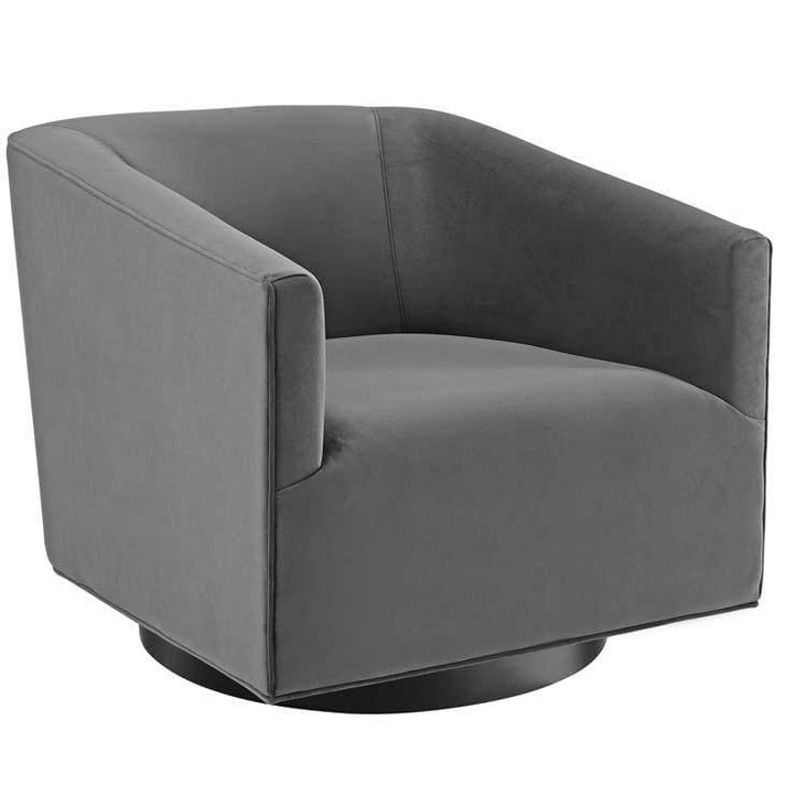 Modern Swivel Accent Lounge Chair, Gray Velvet