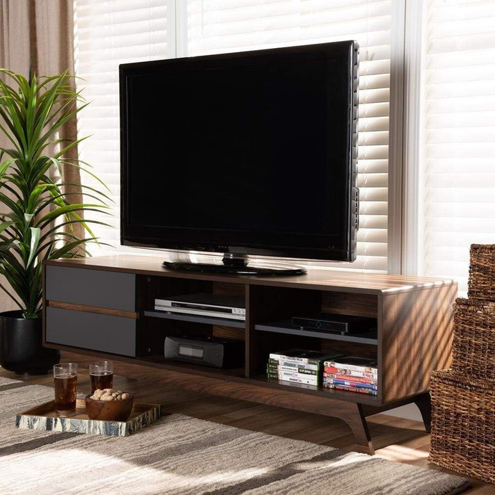 Hiroko Gray and Walnut TV Stand