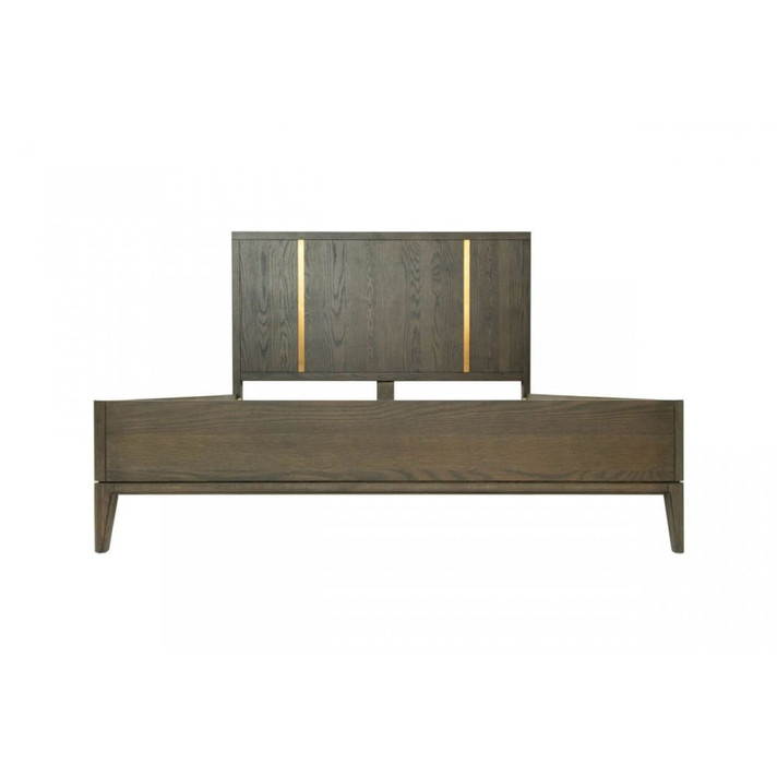 Oaks Mid Century Queen Size Bed, Dark Brown