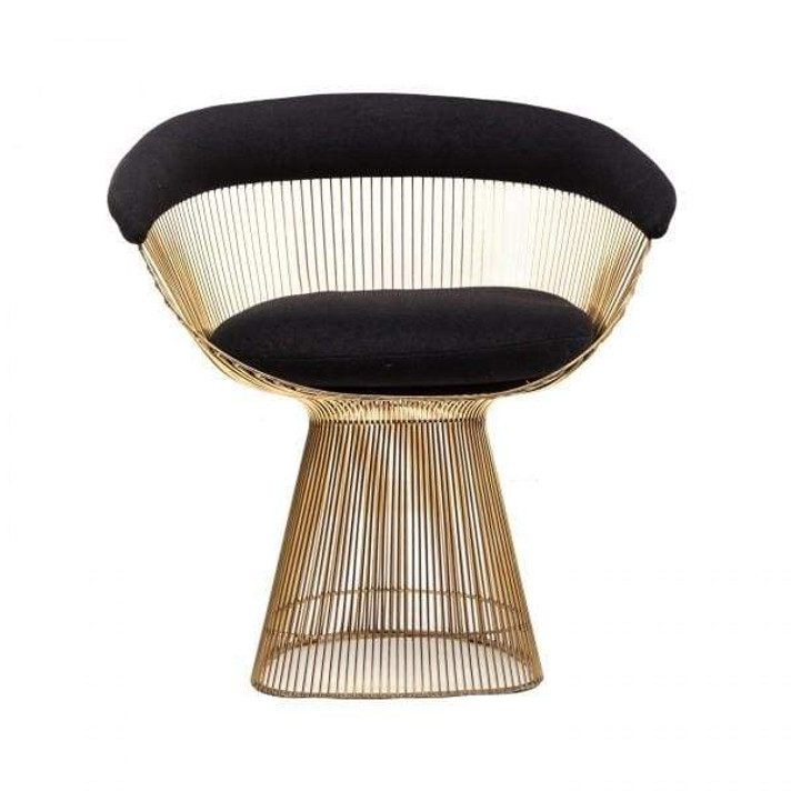 Platner Lounge Chair, Gold, Black Wool Fabric