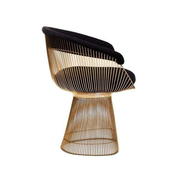 Platner Lounge Chair, Gold, Black Wool Fabric