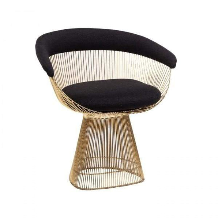 Platner Lounge Chair, Gold, Black Wool Fabric