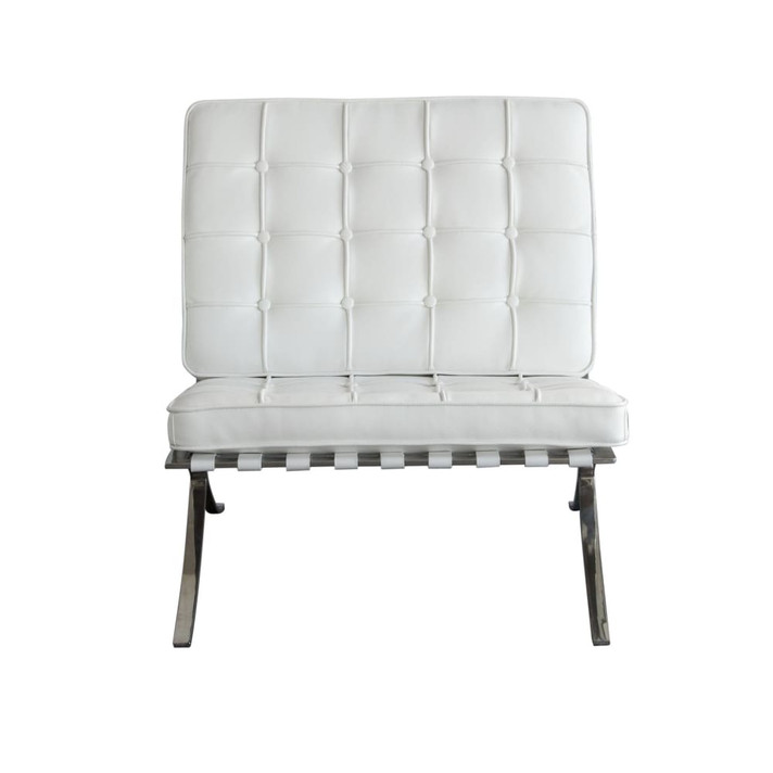 Cordoba Tufted Chair w/ Stainless Steel Frame - White