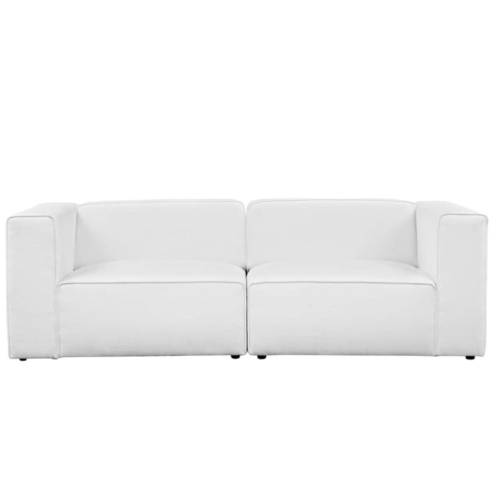 Mingle 2 Piece Upholstered Fabric Sectional Sofa Set, White