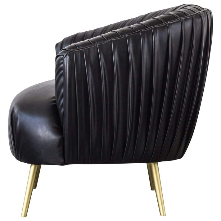 Anna PU Leather Pleated Accent Chair-Black