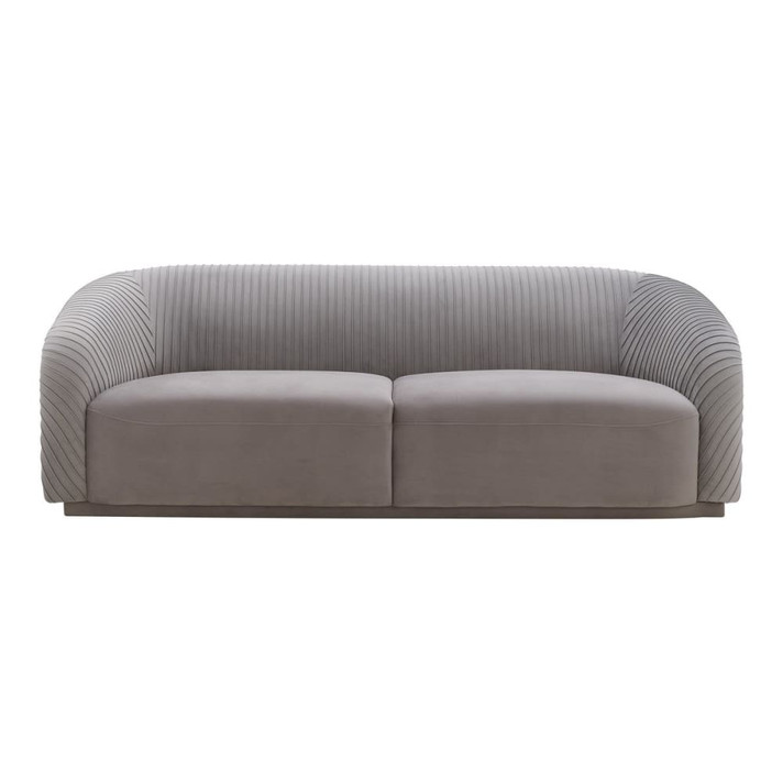 Nyla Pleated Grey Velvet Sofa