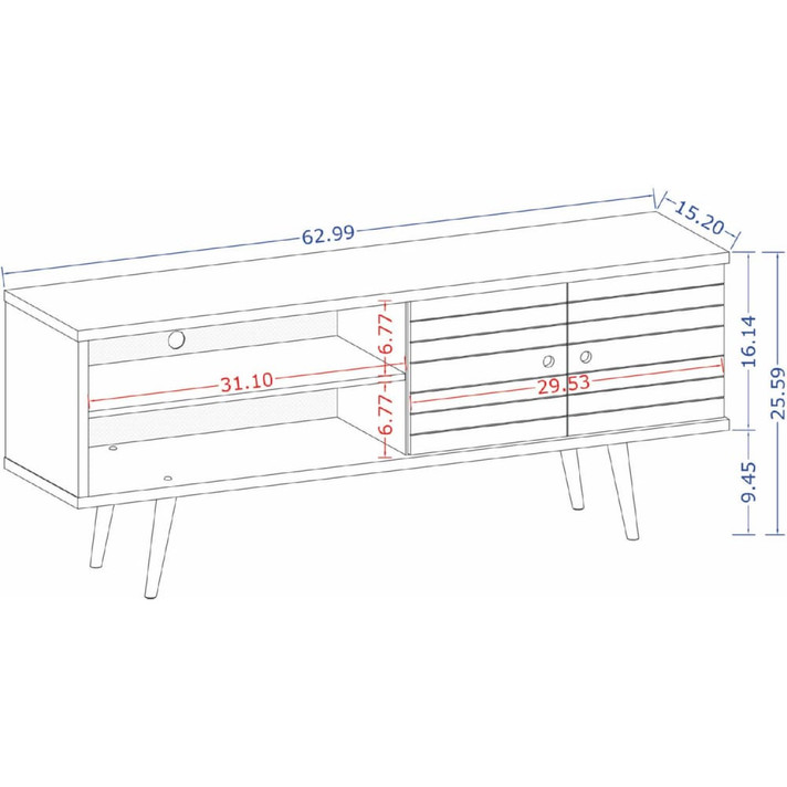 Libby Mid Century TV Stand, White 3D Print 63"