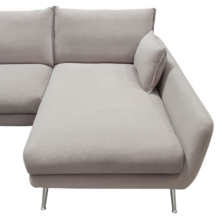 Vantage RF 2PC Sectional in Iron Light Flax Fabric w/ Brushed Metal Legs