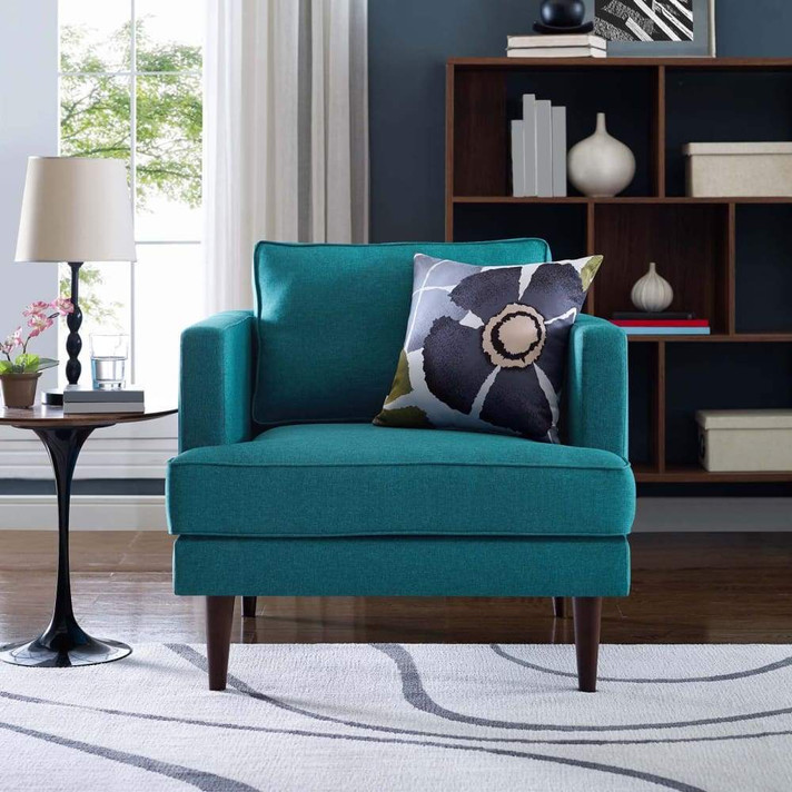 Agile Upholstered Fabric Armchair, Teal