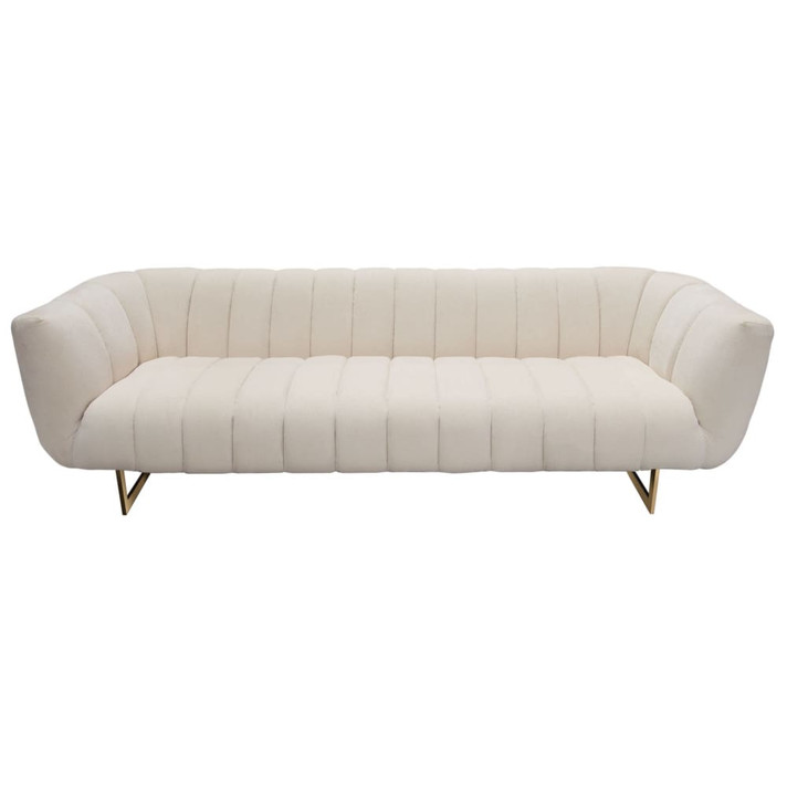 Venus Cream Fabric Sofa, Gold