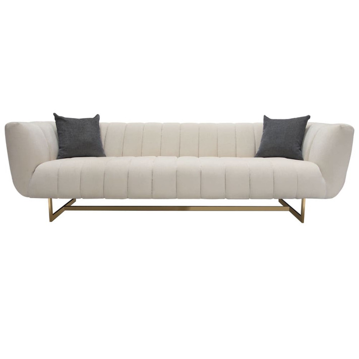 Venus Cream Fabric Sofa, Gold