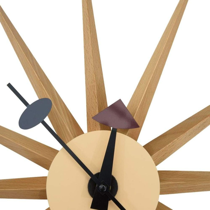 Metal Star Clock Natural Wood