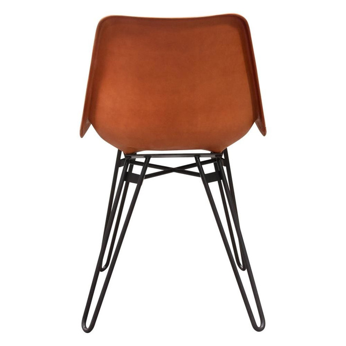 Camron Dining Chair, Clay Leather, Black Hairpin Leg