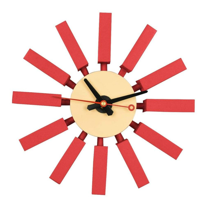 Block Clock Red