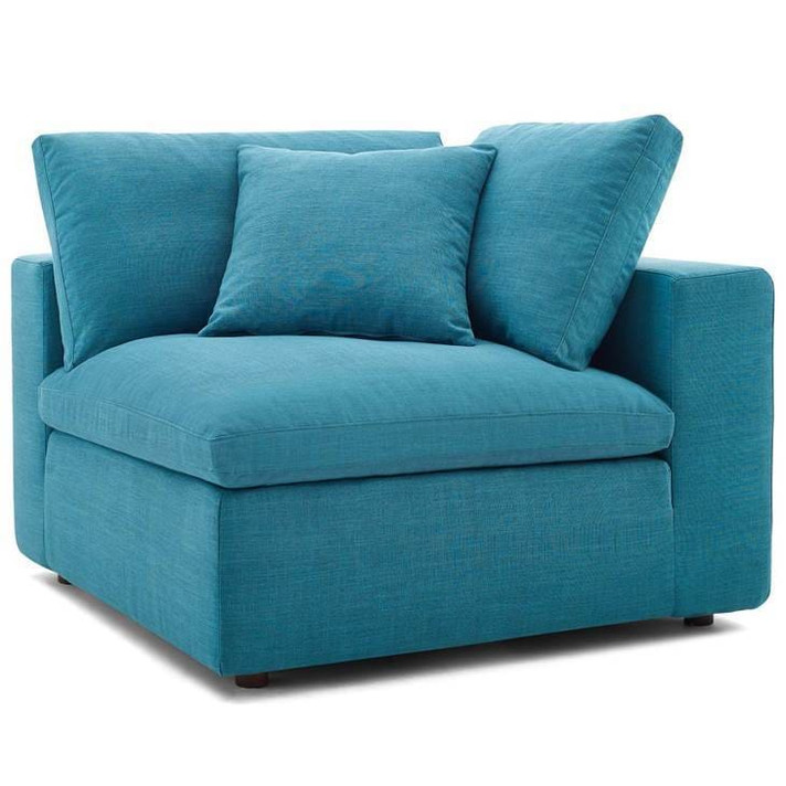 Crux Down Filled Overstuffed 6 Piece Arm Sectional Sofa, Teal