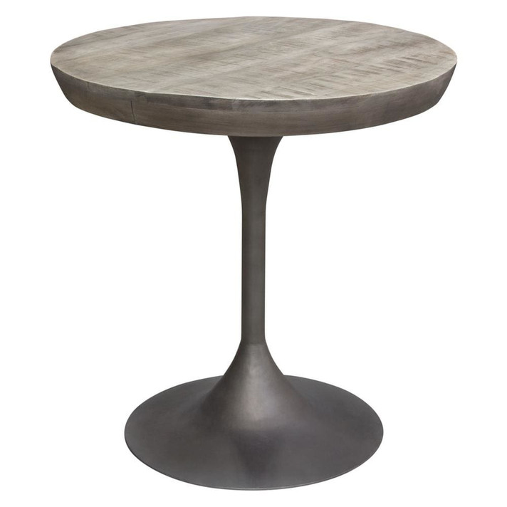 Buckingham 30" Round Dining Table, Solid Mango Wood Top, Grey Finish