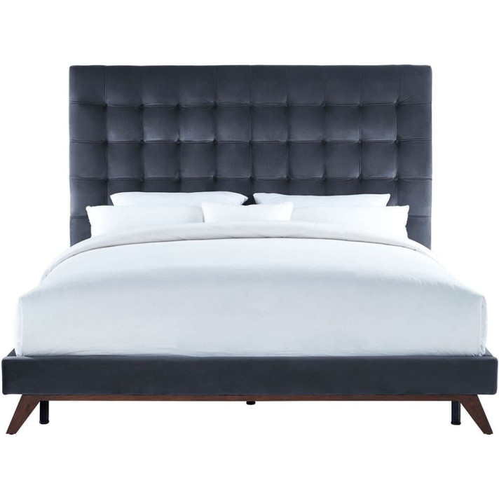 Eden Grey Velvet Bed in Queen Size