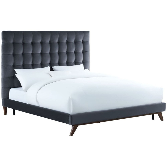 Eden Grey Velvet Bed in Queen Size