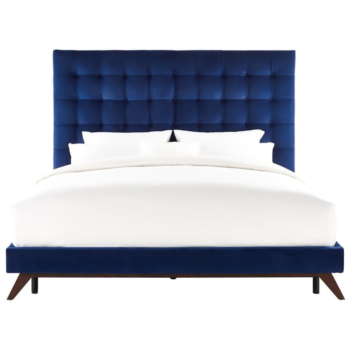 Eden Navy Velvet Bed in King Size