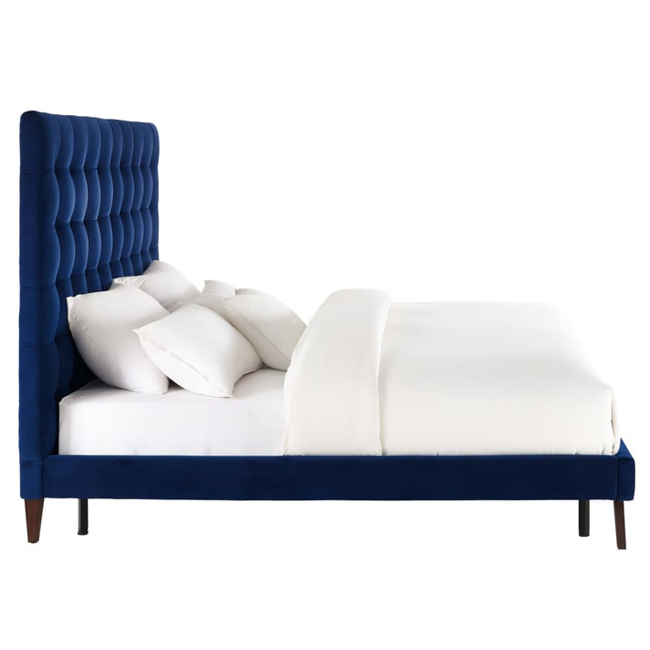 Eden Navy Velvet Bed in King Size