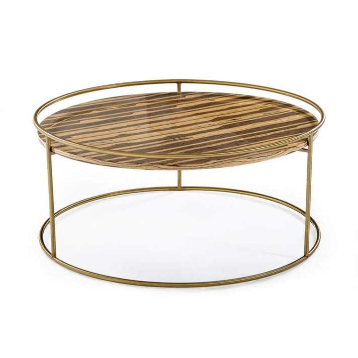 Gilcrest Glam Brown and Gold Marble Coffee Table