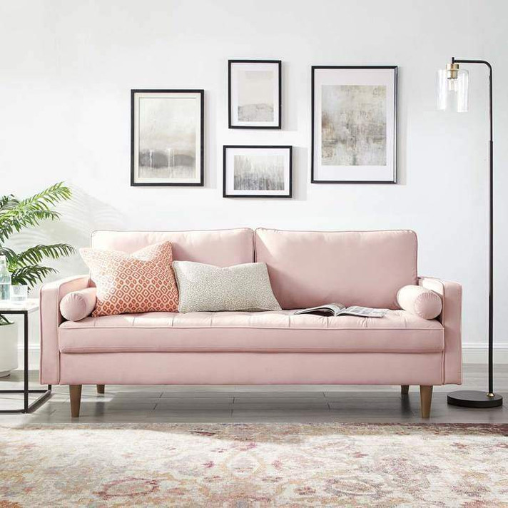 Thoreau Performance Velvet Sofa, Pink