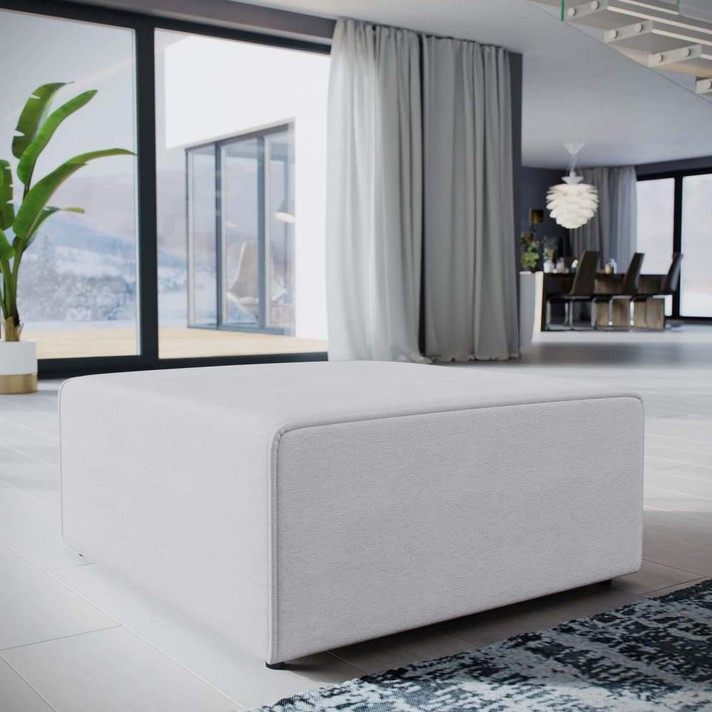 Mingle Fabric Ottoman, White