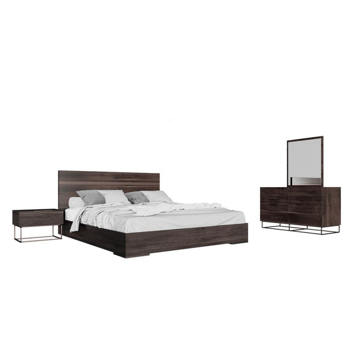 Mezzo Italian Modern Dark Rovere Bed