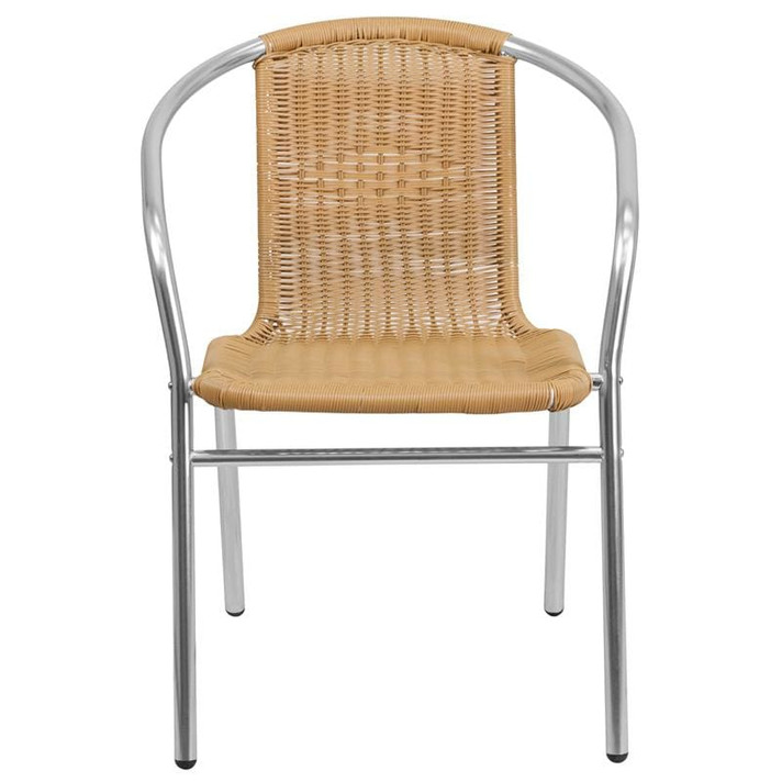 Mezzo Aluminum and Rattan Indoor-Outdoor Stack Chair, Beige