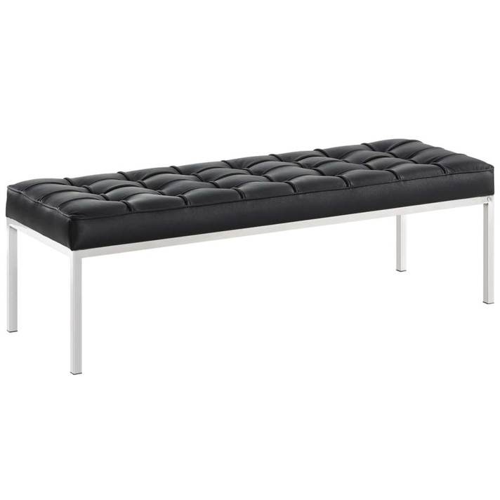 Loft Leather Bench, Black